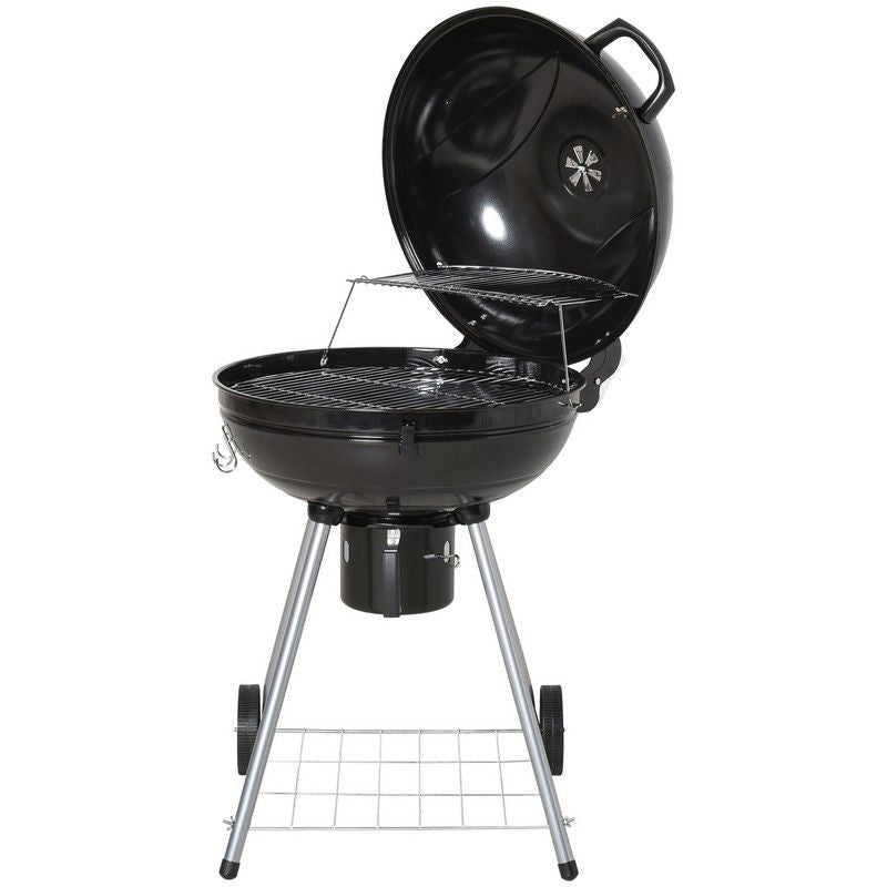 Outsunny Outsunny Portable Kettle Charcoal Grill Withwheels 57Lx63Wx94H cm-Black/Silver