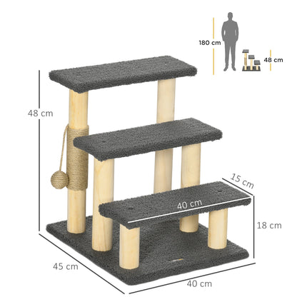 PawHut 48cm Three-Step Cat Tree