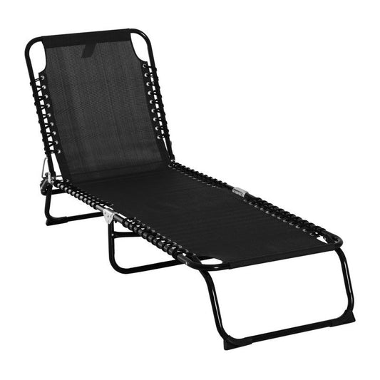 Outsunny Outsunny Folding Sun Lounger Beach Chaise Chair Garden Reclining Cot Camping Hiking Recliner with 4 Position Adjustable