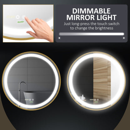 kleankin Round LED Bathroom Mirror