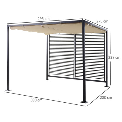 2.8 x 3M Metal Pergola Gazebo Patio Sun Shade Shelter Retractable Canopy Marquee Party BBQ Tent