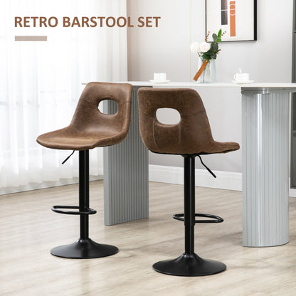 Set of Two Retro Bar Stools - Brown