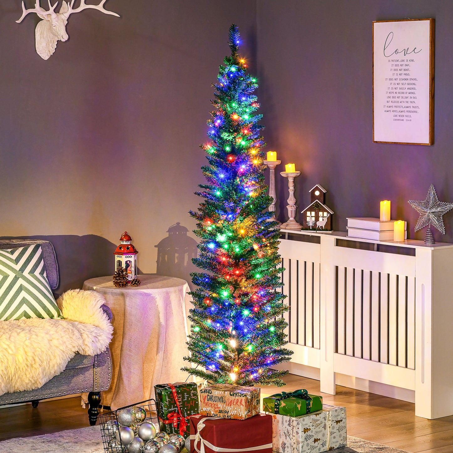 6ft Prelit Christmas Tree Artificial - with LED Lights Multicoloured 390 Tips