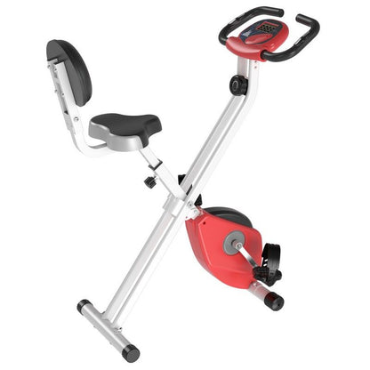 Homcom Homcom Steel Manual Stationary Bike Resistance Exercise Bike w/ LCD Monitor Red