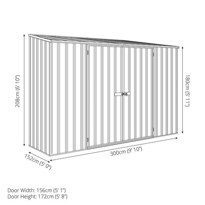 Absco Absco 9' 10" x 4' 11" Pent Shed Steel Pale Eucalyptus - Classic