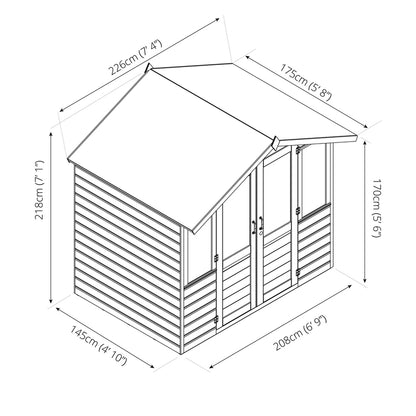 Mercia Mercia Bournemouth 7' 4" x 5' 8" Apex Summerhouse - Premium Dip Treated Shiplap