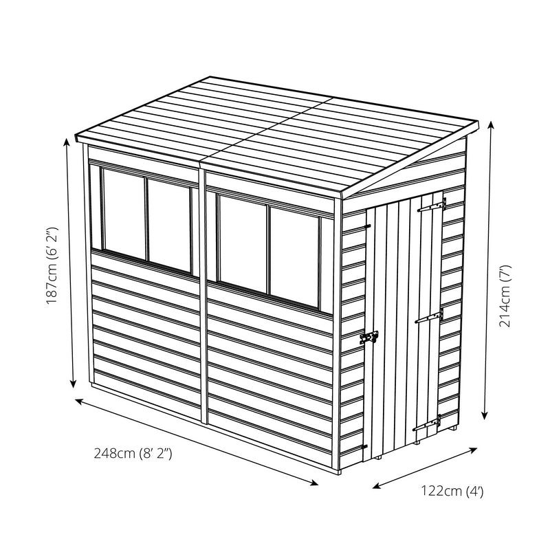 Mercia Mercia Premier 4' 3" x 8' 5" Pent Shed - Premium Dip Treated Shiplap