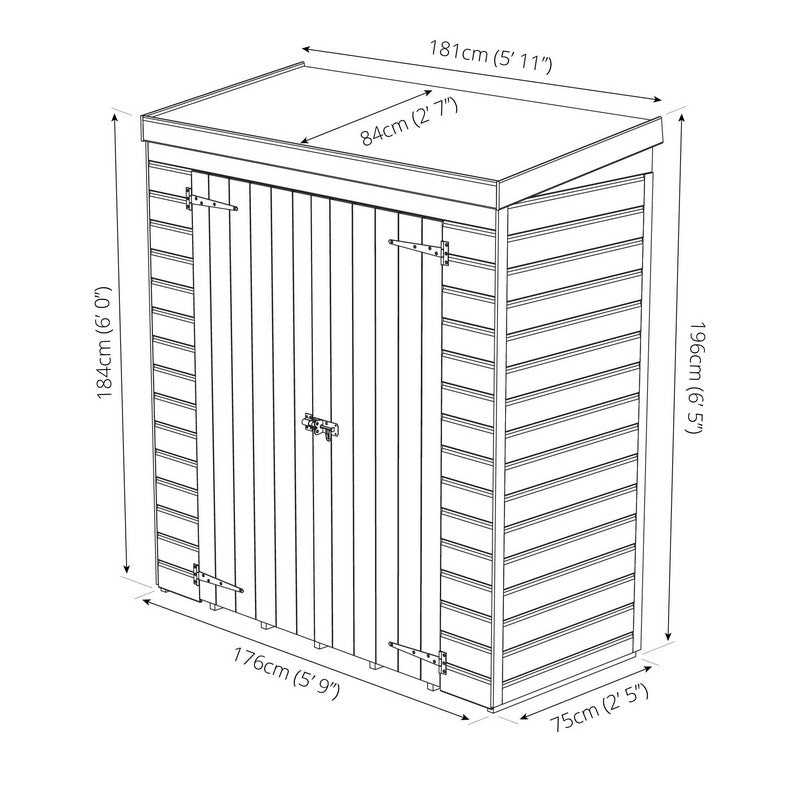 Mercia Mercia 5' 11" x 2' 9" Pent Shed - Budget Dip Treated Overlap