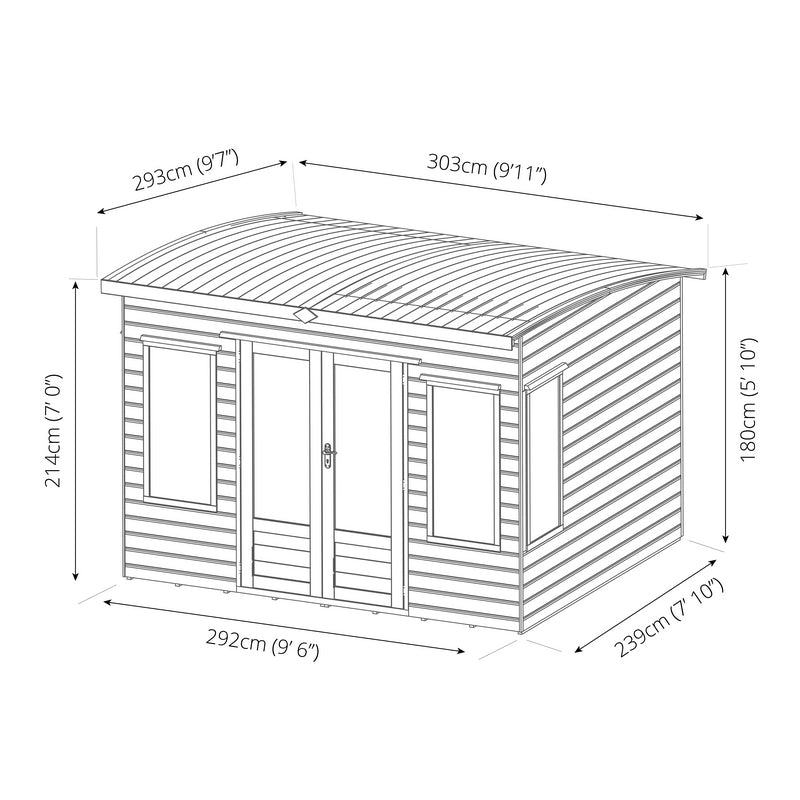 Mercia Mercia Helios 9' 11" x 9' 7" Curved Summerhouse - Premium Dip Treated Shiplap