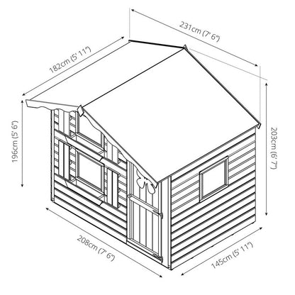 Mercia Mercia Snowdrop 7' 6" x 5' 11" Apex Children's Playhouse - Premium Dip Treated Shiplap