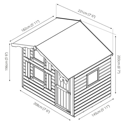 Mercia Mercia Snowdrop 7' 6" x 5' 11" Apex Children's Playhouse - Premium Dip Treated Shiplap