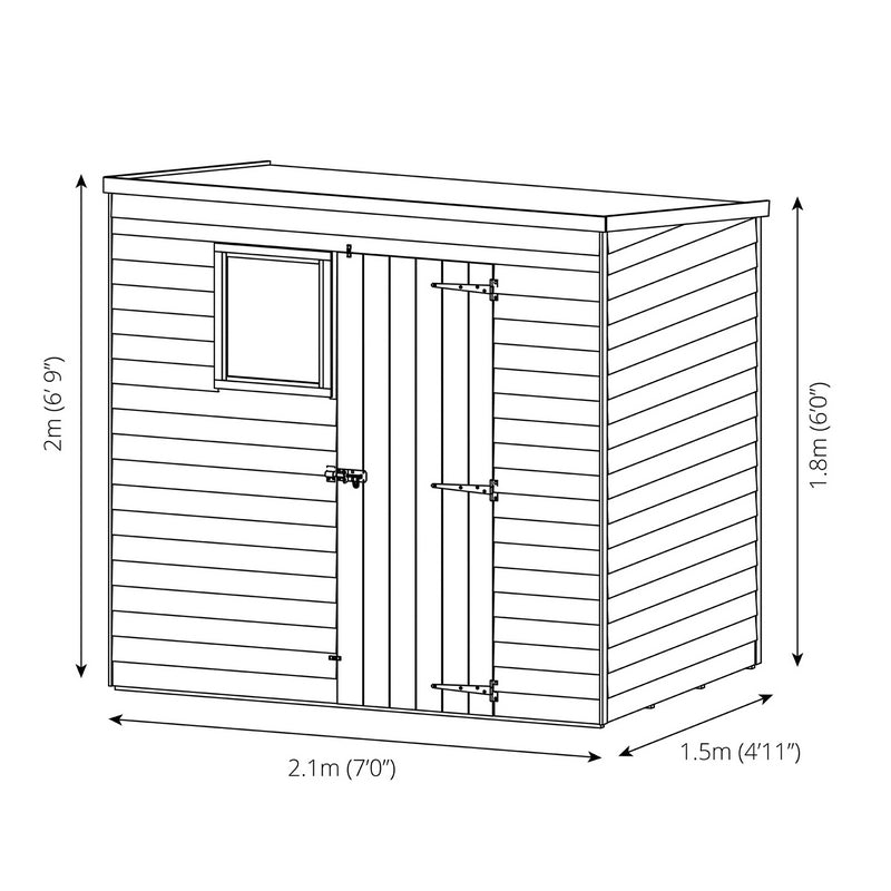 Mercia Mercia 6' 11" x 5' 1" Pent Shed - Budget Dip Treated Overlap