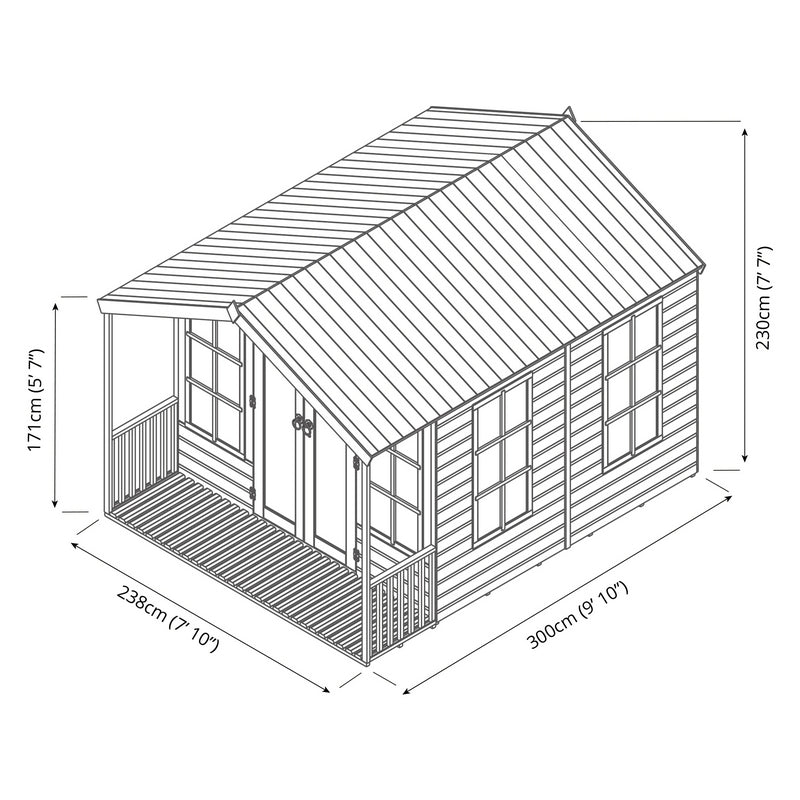 Mercia Mercia Wessex 8' 2" x 10' Apex Summerhouse - Premium Dip Treated Shiplap