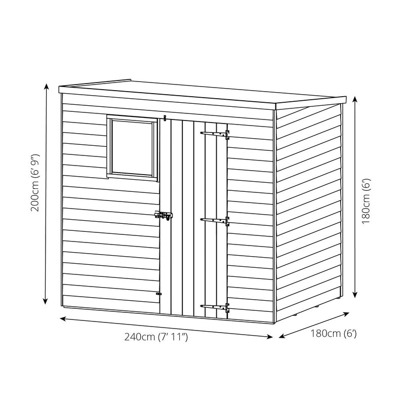 Mercia Mercia Pent 7' 10" x 5' 10" Pent Shed - Budget Dip Treated Overlap