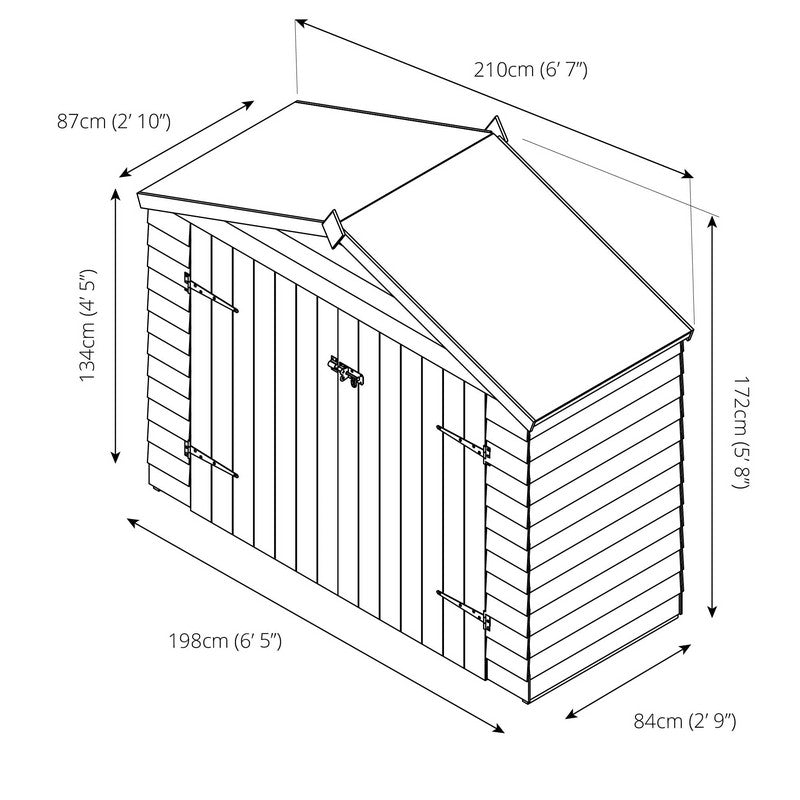 Mercia Mercia Garden Storage 2' 9" x 6' 10" Apex Bike Store - Budget Dip Treated Overlap