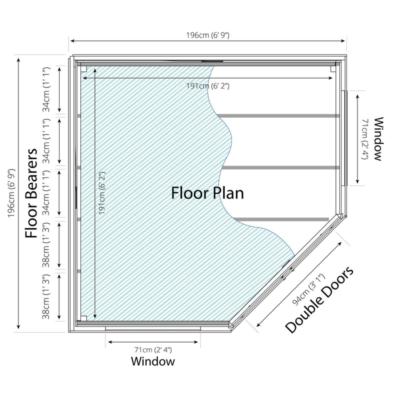 Mercia Mercia Premier 6' 9" x 6' 9" Pent Summerhouse - Premium Dip Treated Shiplap