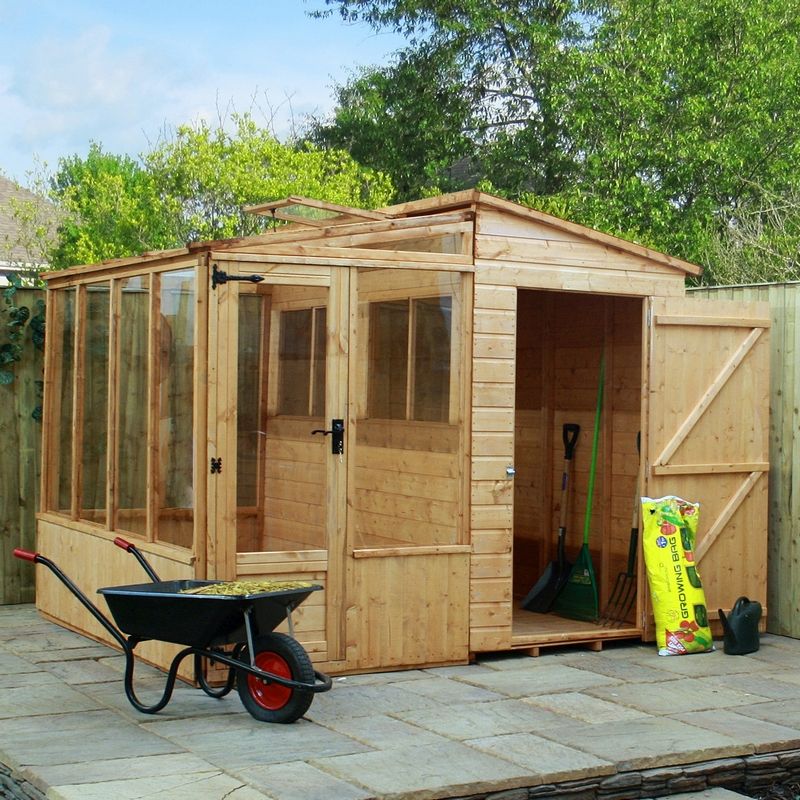 Mercia Mercia Combi 8' 2" x 8' 2" Pent Potting Shed - Premium Dip Treated Shiplap