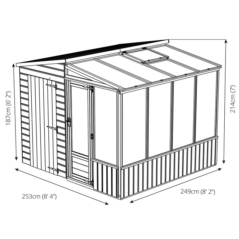 Mercia Mercia Combi 8' 2" x 8' 2" Pent Potting Shed - Premium Dip Treated Shiplap