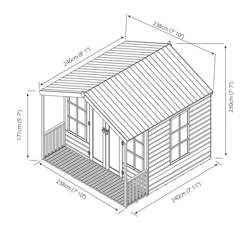 Mercia Mercia Wessex 8' 2" x 8' Apex Summerhouse - Premium Dip Treated Shiplap