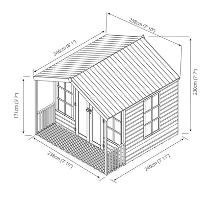 Mercia Mercia Wessex 8' 2" x 8' Apex Summerhouse - Premium Dip Treated Shiplap