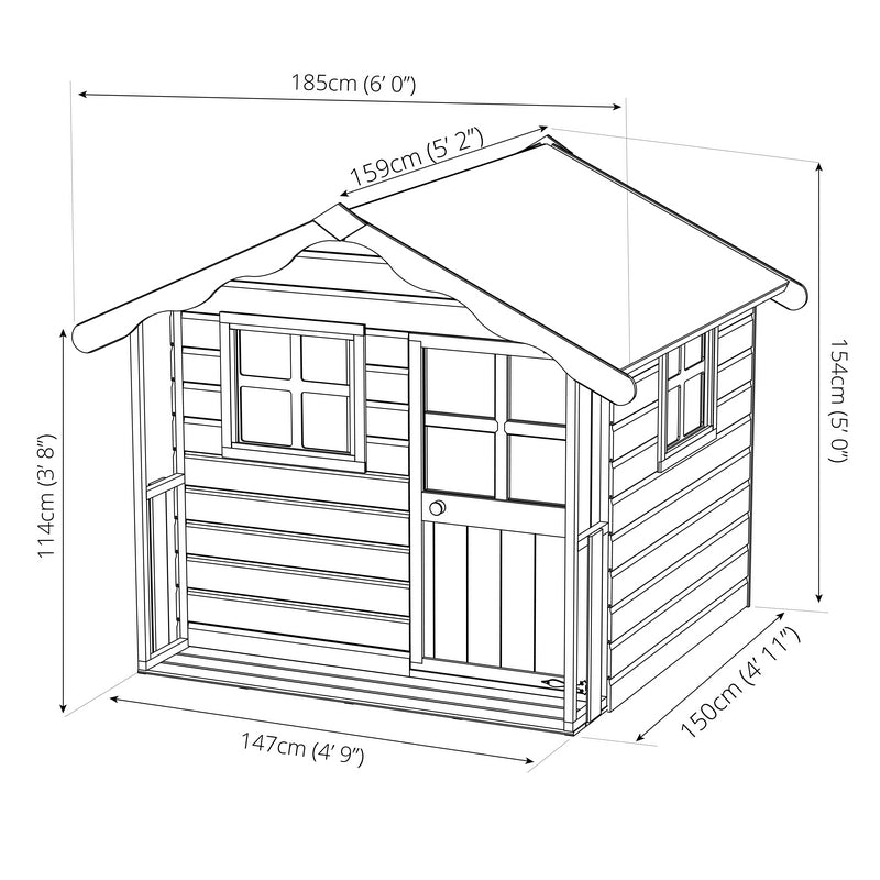 Mercia Poppy 6' 1" x 5' 1" Apex Children's Playhouse - Premium Dip Treated Shiplap