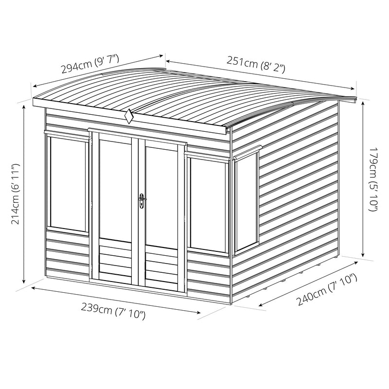 Mercia Mercia Helios 8' 2" x 9' 7" Curved Summerhouse - Premium Dip Treated Shiplap