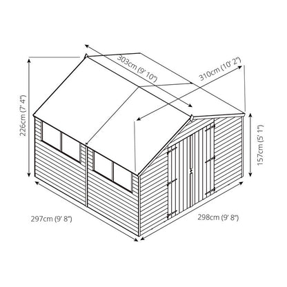 Mercia Mercia 10' 2" x 9' 11" Apex Shed - Budget Dip Treated Overlap