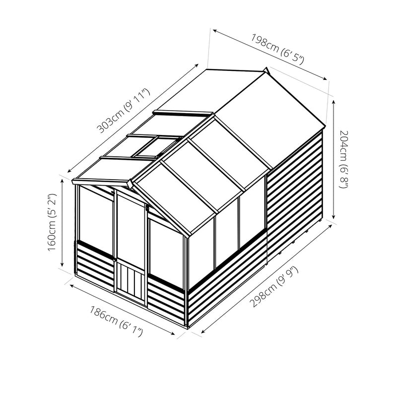 Mercia Mercia Combi 6' 5" x 9' 11" Apex Shed - Premium Dip Treated Shiplap