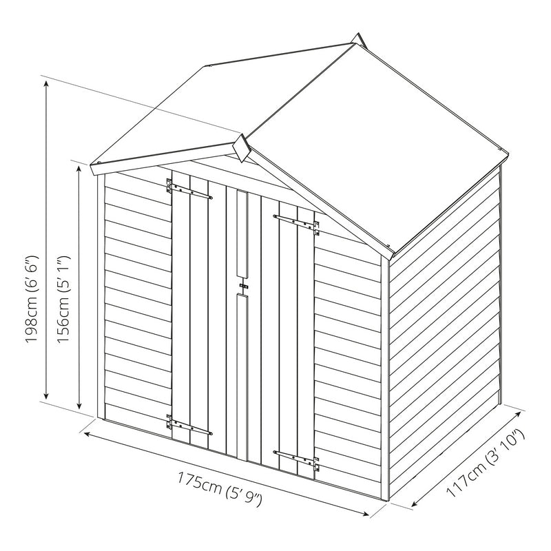 Mercia Mercia 6' 2" x 4' 2" Apex Shed - Budget Dip Treated Overlap