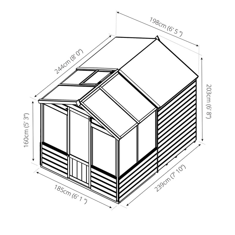 Mercia Mercia Combi 6' 5" x 8' Apex Potting Shed - Premium Dip Treated Shiplap