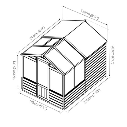 Mercia Mercia Combi 6' 5" x 8' Apex Potting Shed - Premium Dip Treated Shiplap