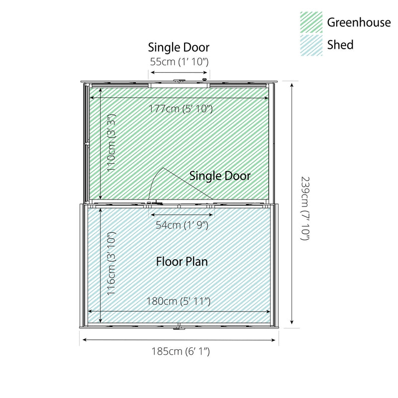 Mercia Mercia Combi 6' 5" x 8' Apex Potting Shed - Premium Dip Treated Shiplap