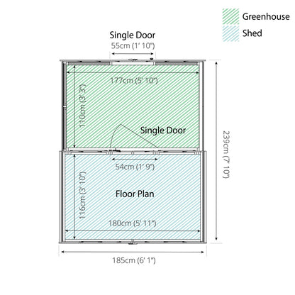 Mercia Mercia Combi 6' 5" x 8' Apex Potting Shed - Premium Dip Treated Shiplap