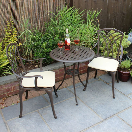 Wensum Essentials Garden Bistro Set by Wensum - 2 Seats Cream Cushions