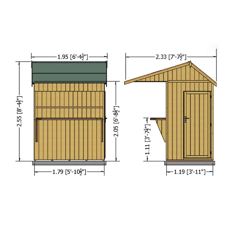 Shire Shire Paradise 6' 4" x 7' 7" Reverse Apex Shed - Premium Dip Treated Shiplap