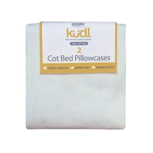 2 Kudl Pillowcases Cotton White 2 x 1ft by Kidsaw