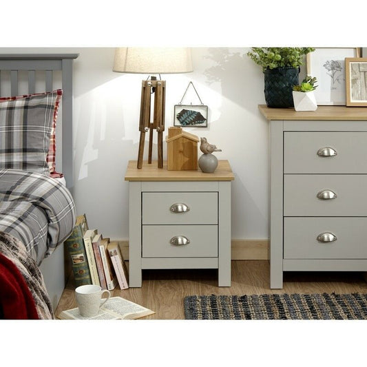 Lancaster Bedside Table Grey 2 Drawers