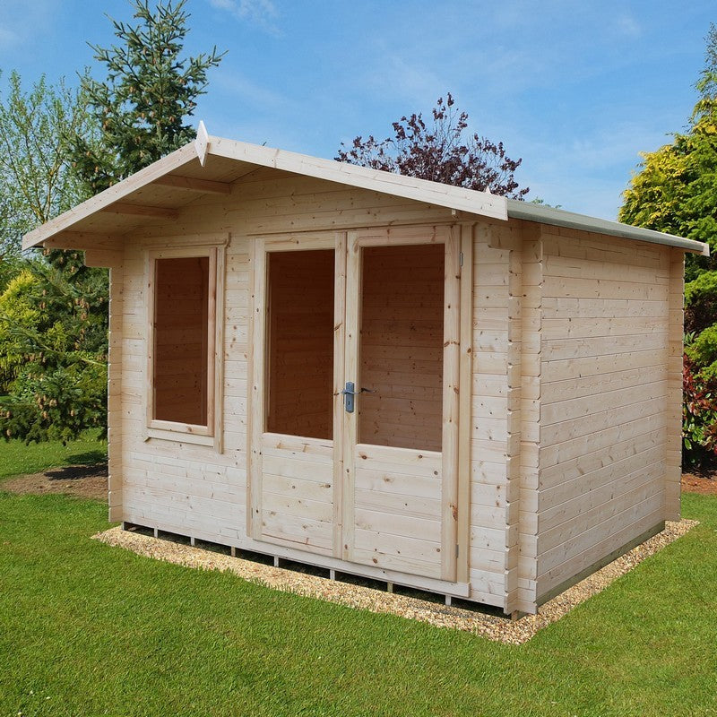 Shire Shire Berryfield 11' 3" x 11' 10" Apex Log Cabin - Premium 19mm Cladding Log Clad