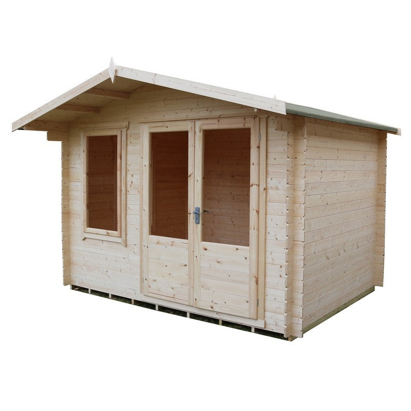 Shire Shire Berryfield 11' 3" x 11' 10" Apex Log Cabin - Premium 19mm Cladding Log Clad