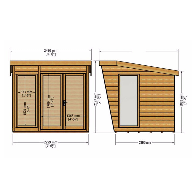 Shire Shire Highclere 8' 1" x 7' 8" Pent Summerhouse - Premium Dip Treated Shiplap