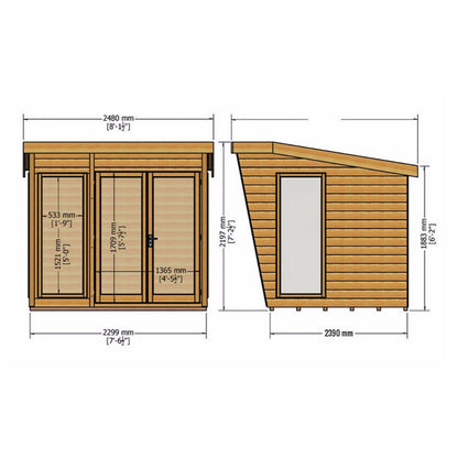 Shire Shire Highclere 8' 1" x 7' 8" Pent Summerhouse - Premium Dip Treated Shiplap