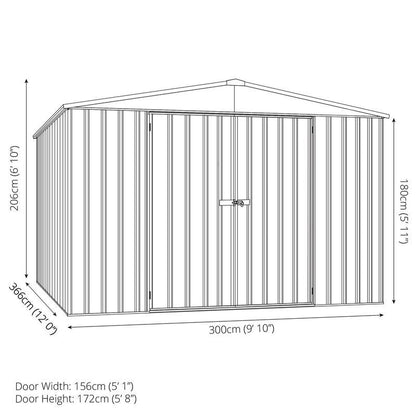 Absco Absco 9' 10" x 12' Apex Workshop Steel Grey - Budget