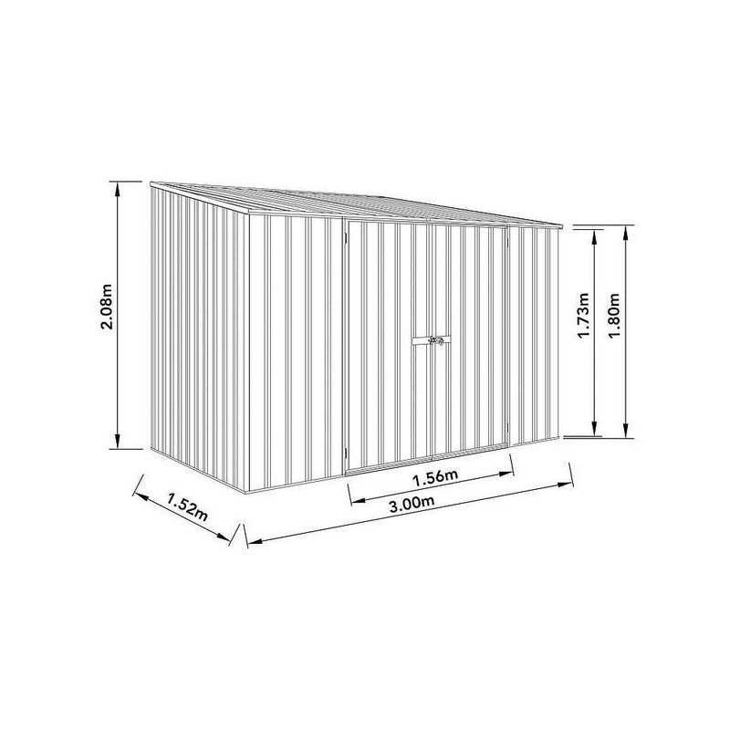 Absco Absco 9' 10" x 4' 11" Pent Shed Steel Grey - Classic