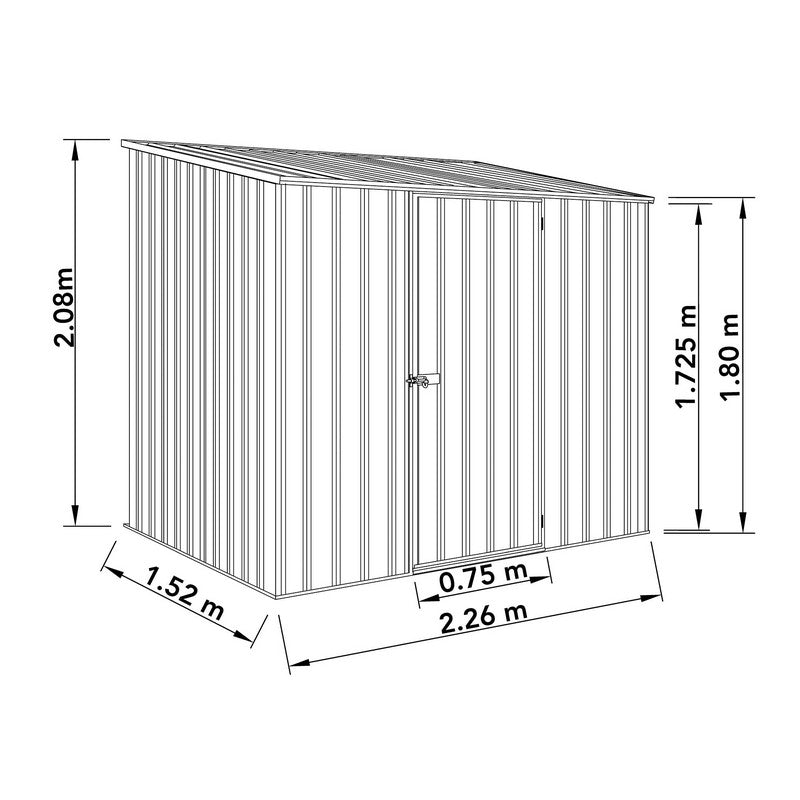 Absco Absco 7' 4" x 4' 11" Pent Shed Steel Grey - Classic