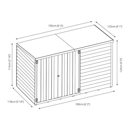 Mercia Mercia Garden Storage 4' 1" x 6' 4" Pent Bike Store - Budget Dip Treated Overlap