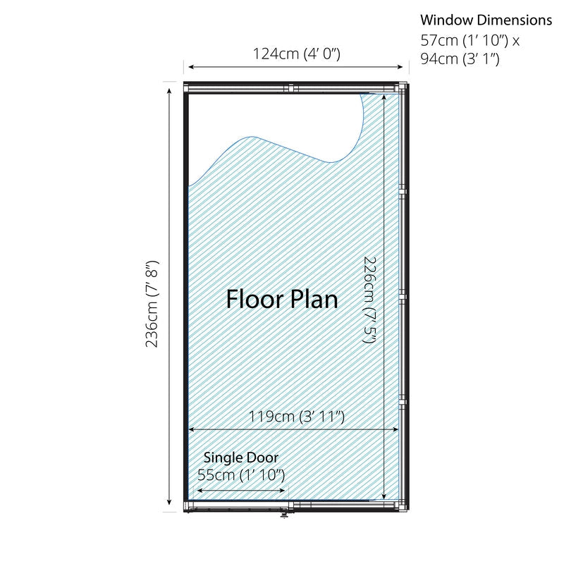 Mercia Evesham 4' 1" x 7' 10" Pent Greenhouse - Premium Dip Treated Shiplap