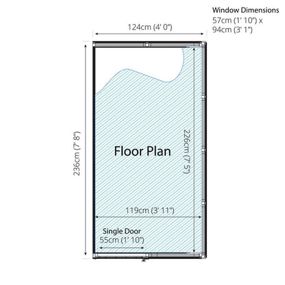 Mercia Evesham 4' 1" x 7' 10" Pent Greenhouse - Premium Dip Treated Shiplap