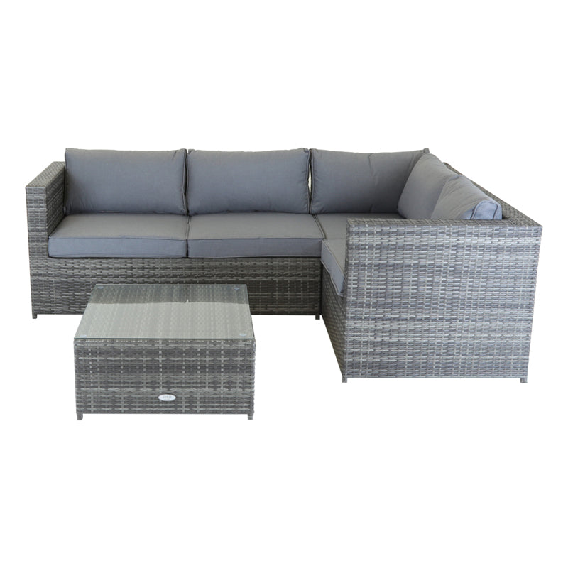 Wensum Classic Rattan Garden Corner Sofa by Wensum - 3 Seats Grey