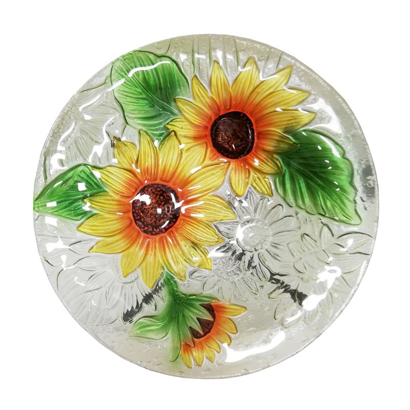 ValuePlus Glass Bird Bath With Stand - Sunflower