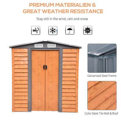 Moderna 6.5 x 5.2' Double Door Apex Garden Shed With Ventilation Steel & Polypropylene Light Brown by Steadfast